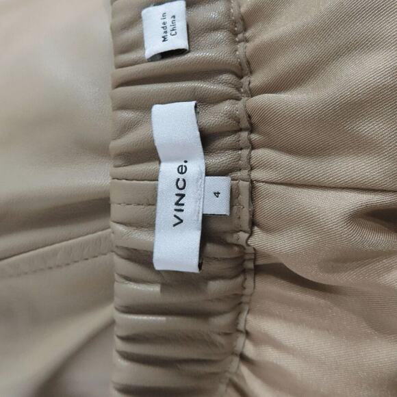 Vince Seed Tan Straight Fit Leather Midi Front Slit Skirt 4 - Picture 8 of 8